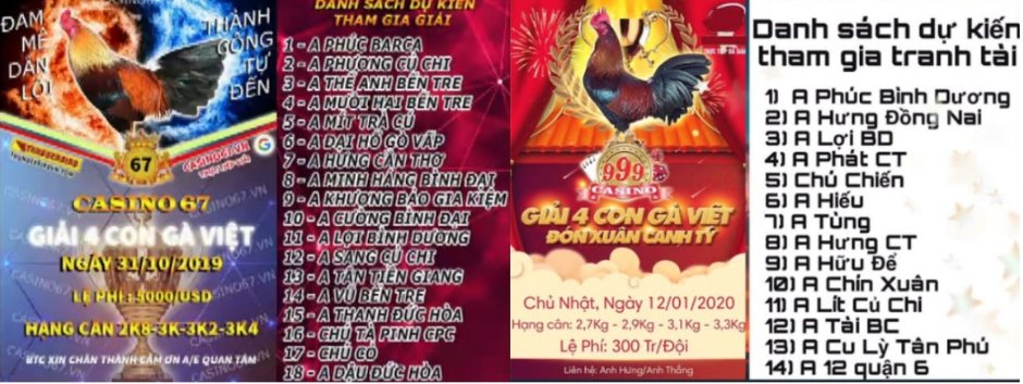 Lịch thi đấu giải đá gà thomo Lịch thi đấu giải đá gà thomo